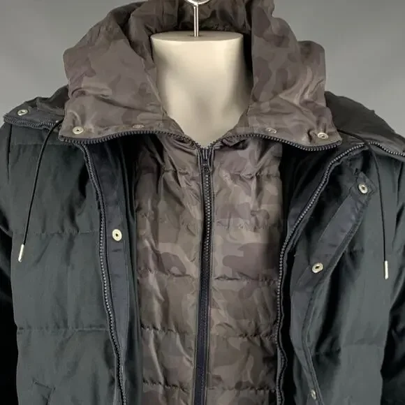 BEAMS Size XL Grey Taupe Mixed Fabrics Polyester Hooded Jacket